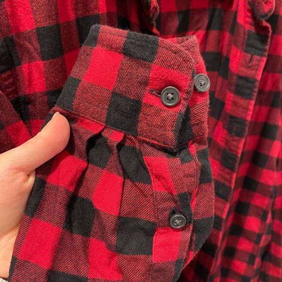 UNIQLO Men's Buffalo Check Flannel Shirt - Red/Black - Size L - Picture 5 of 9